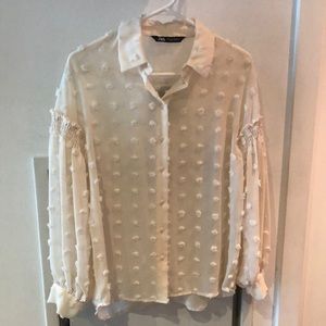 Zara Cream Polka Dot Blouse